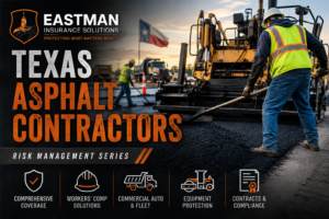 Texas asphalt paving contractors operating paving equipment on an active roadway project.