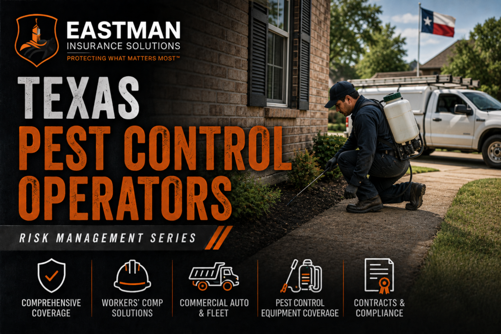 Texas pest control technician performing pest treatment with professional application equipment.