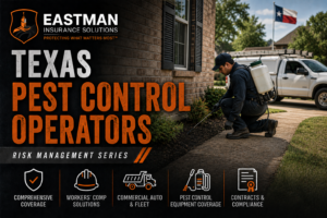 Texas pest control technician performing pest treatment with professional application equipment.