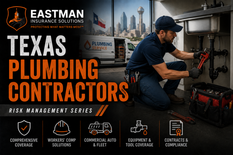 Texas plumbing contractor working on commercial plumbing equipment with service tools nearby.