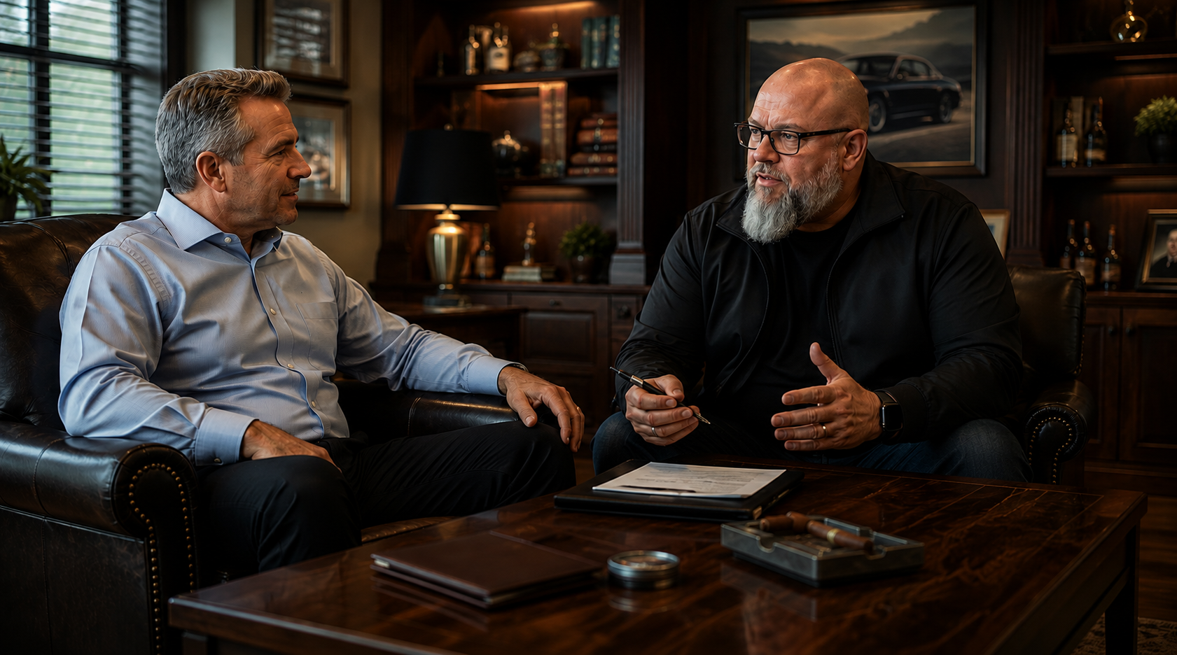 EIS Texas insurance and risk advisor meeting with a business owner to discuss coverage, risk management, and business protection.